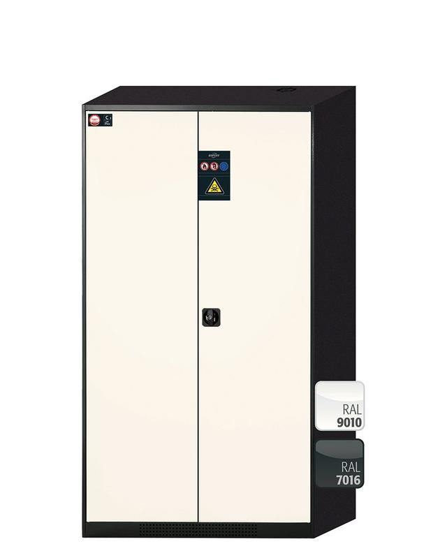 Asecos CS-CLASSIC model CS.195.105 cabinet, (mm) 1055 x 520 x 1950,  3x shelf, 1x perforated insert, 1x bottom collecting sump; galvanised steel