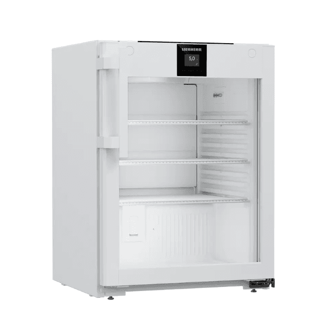 Liebherr HMTvh 1511 pharmaceutical refridgerator, +5 °C, 78 L, with medicine drawers, fan-assisted cooling, compliant with DIN 13277, glass door