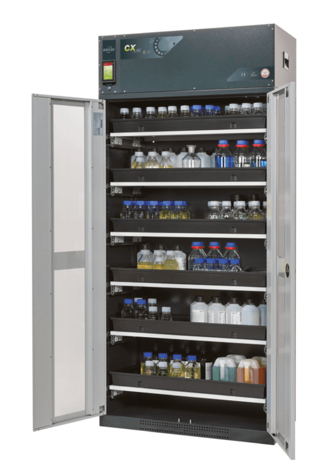 Asecos CX-CLASSIC-G model CX.229.105.WDFW cabinet, (mm) 1055 x 520 x 2290, 3x shelf, 1x perforated insert, 1x bottom collecting sump; galvanised steel Asecos CX-CLASSIC-G model CX.229.105.WDFW cabinet, (mm) 1055 x 520 x 2290, 3x shelf, 1x perforated insert, 1x bottom collecting sump; galvanised steel