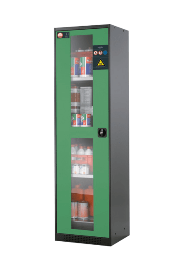 Asecos CS-CLASSIC model CS.195.054 cabinet, (mm) 545 x 520 x 1950, 3x shelf, 1x perforated insert, 1x bottom collecting sump; galvanised steel Asecos CS-CLASSIC model CS.195.054 cabinet, (mm) 545 x 520 x 1950, 3x shelf, 1x perforated insert, 1x bottom collecting sump; galvanised steel