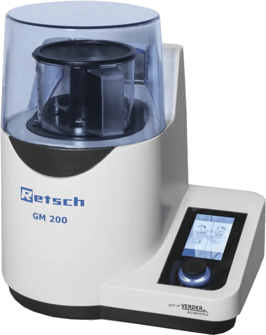 Retsch Knife Mill GRINDOMIX GM 200, complete with 1 litre grinding container of autoclavable plastic, standard lid and knife of stainless steel, 220–240 V, 50/60 Hz